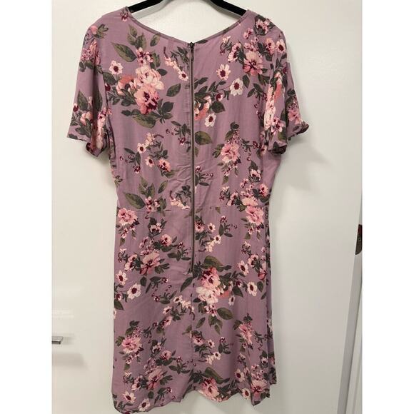 Xhilaration NWT Purple Floral Wrap Short Sleeve Mini Dress Size Large - Picture 5 of 5